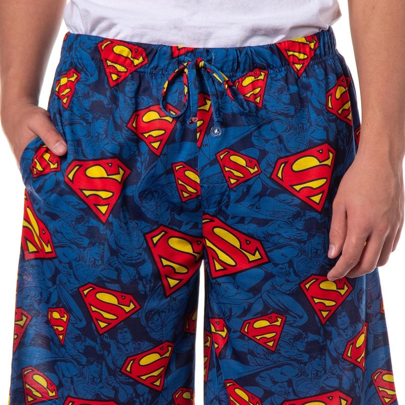 INTIMO DC Comics Superman Pajama Shorts Men's S Logo All Over Print Lounge PJ Bottoms - Image 2